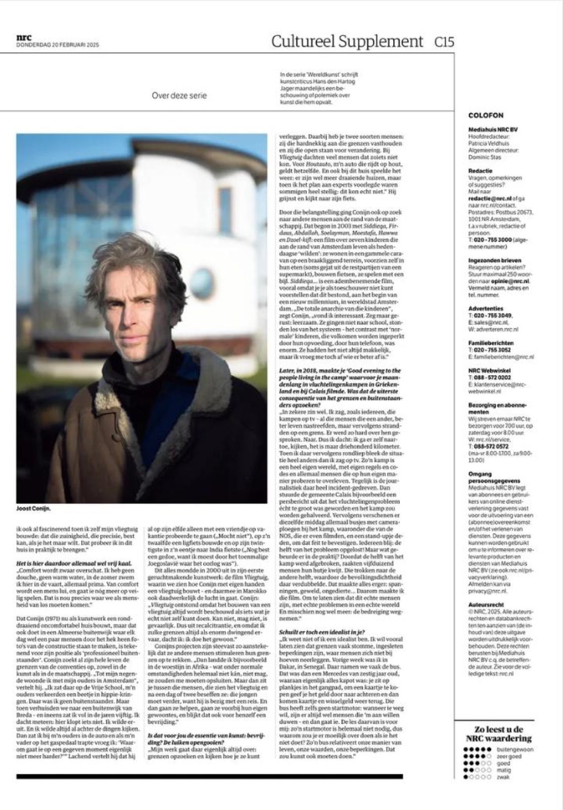 NRC CS: portret van Joost Conijn bij het huis